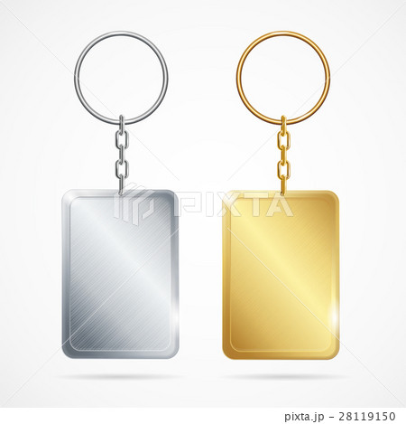 Realistic Metal Keychains Set. Vector 28119150