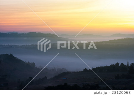 Beautiful green hills glowing warm sunrise Beautiful green hills glowing warm sunrise 28120068