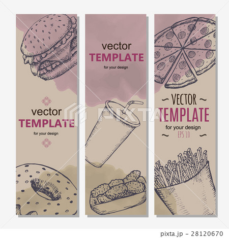 Fast food menu design template hand drawn vector 28120670