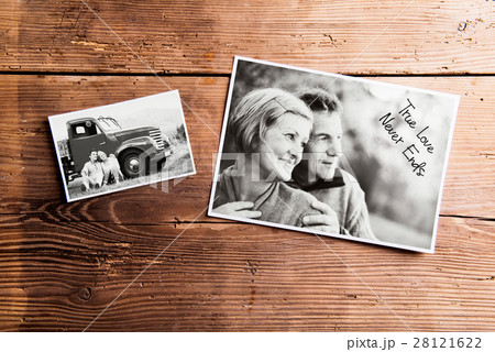 Black-and-white pictures of senior couple. Studio Black-and-white pictures of senior couple. Studio 28121622