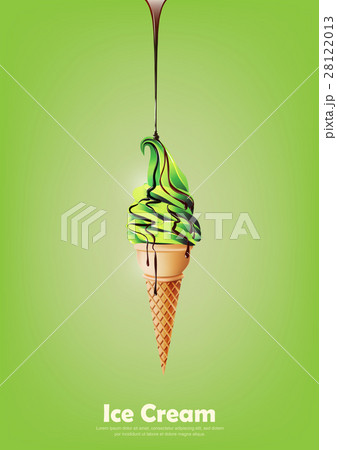 Green ice cream cone, Pour chocolate syrup 28122013