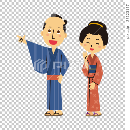 着物姿の男女【三頭身カジュアリ・シリーズ】 28123157