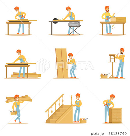 Professional Wood Jointer At Work Crafting Wooden 28123740