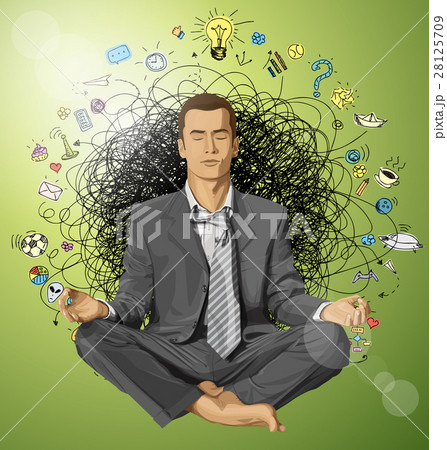 Vector Businessman in Lotus Pose Meditating Vector Businessman in Lotus Pose Meditating 28125709