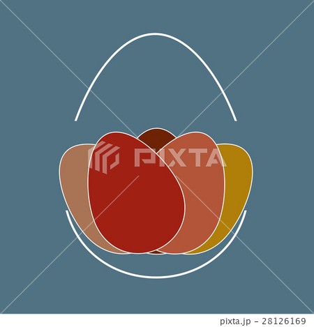 arrangement of painted eggs on blue background arrangement of painted eggs on blue background 28126169