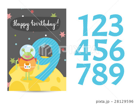 Happy Birthday Vector Cartoon Greeting Card Happy Birthday Vector Cartoon Greeting Card 28129596