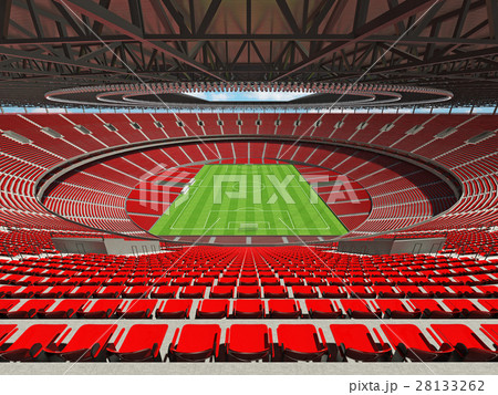 Round football -  soccer stadium with red seats 28133262