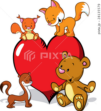cute animals cartoon with valentines heart cute animals cartoon with valentines heart 28135579