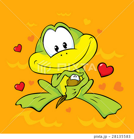 frog holds in her arms a little tadpole frog holds in her arms a little tadpole 28135583