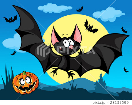 halloween picture with pumpkin, cute bats  28135599