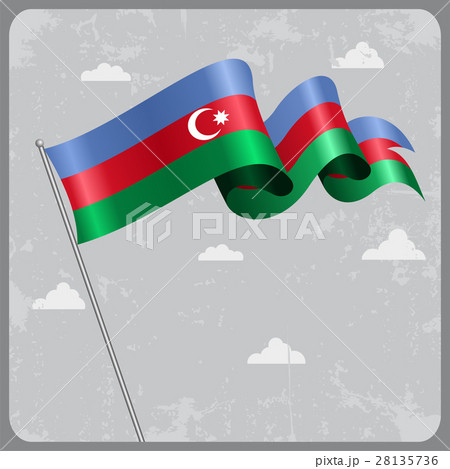 Azerbaijani wavy flag. Vector illustration. 28135736