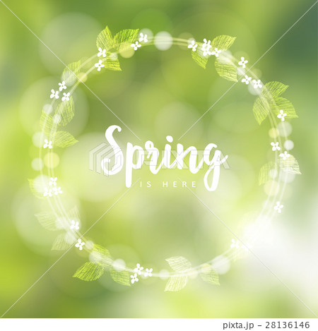 Spring background with wreath made of cherry Spring background with wreath made of cherry 28136146
