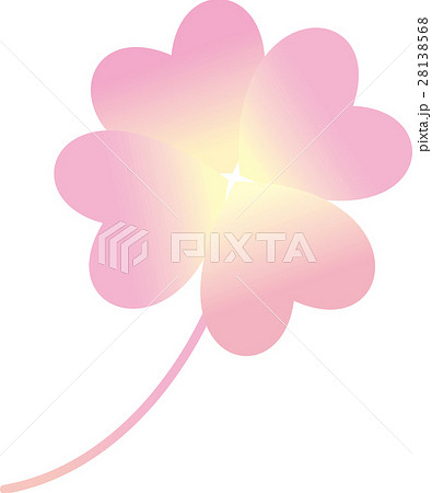 四つ葉のクローバー 一本 ピンクのイラスト素材