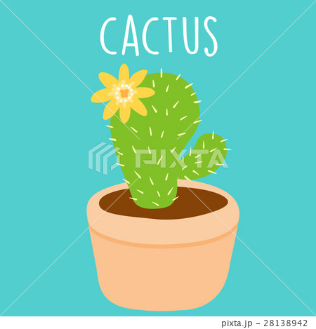 cute yellow flower cactus in a pot vector 28138942