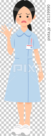 A woman who dislikes wearing blue nurse clothes 28139990