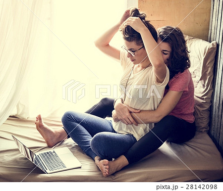 Lesbian Couple Together Indoors Concept 28142098