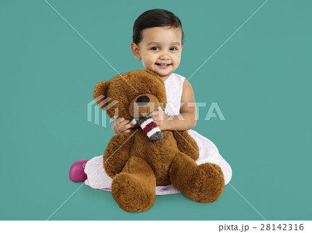 Little Girl Brown Teddy Concept Little Girl Brown Teddy Concept 28142316