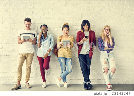 Diversity Students Friends Using Digital Devices Concept 28143247