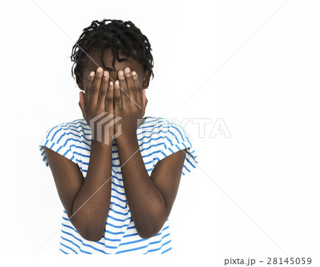 Girl Hand Cover Face Secret Concept 28145059