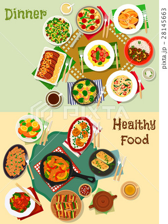 Hearty meal icon set for healthy food design Hearty meal icon set for healthy food design 28145663