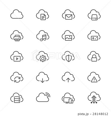 Cloud computing thin icons 28148012