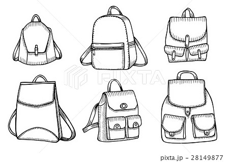 Set Of Sketch Doodle Backpacks のイラスト素材