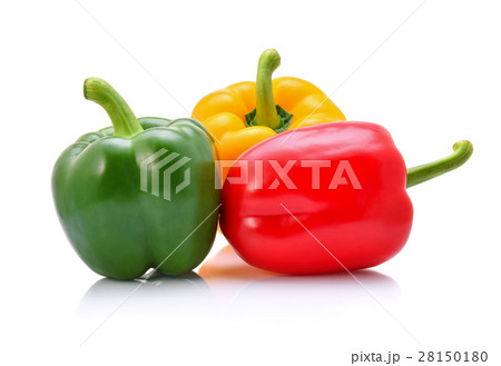 three fresh sweet pepper on white background 28150180