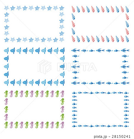 海と夏素材の飾り枠のイラスト素材 28150241 Pixta