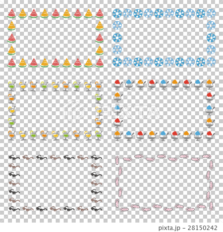 海と夏素材の飾り枠のイラスト素材