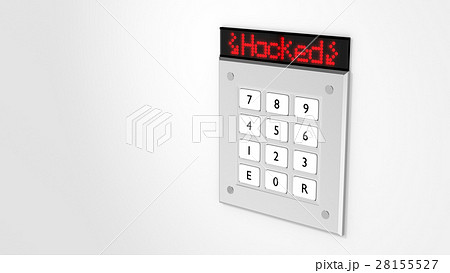 Silver keypad with led display showing hacked 28155527