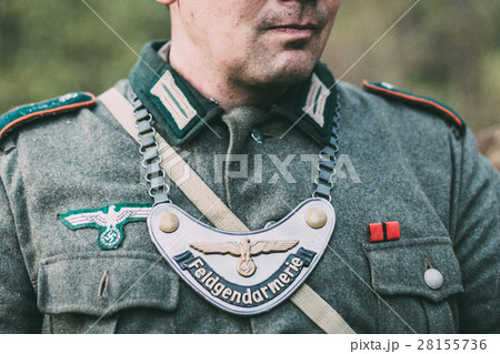 Close Up Man Dressed As German Soldier Feldgendarm Close Up Man Dressed As German Soldier Feldgendarm 28155736