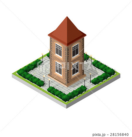 Retro isometric country houseのイラスト素材 [28156840] - PIXTA