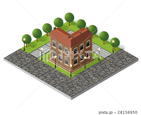 Retro isometric country houseのイラスト素材 [28156950] - PIXTA