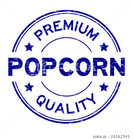 Grunge blue premium quality popcorn round stamp 28162543