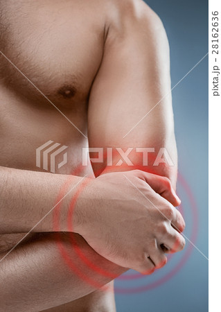 Man With Pain In Elbow. Pain relief concept 28162636