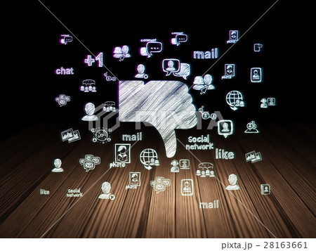 Social network concept: Thumb Down in grunge dark 28163661