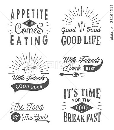 Set Of Vintage Food Typographic Quotesのイラスト素材