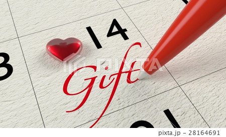 Calendar February 14 with heart and gift 28164691