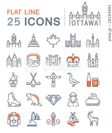 Set Vector Flat Line Icons Ottawa 28164991
