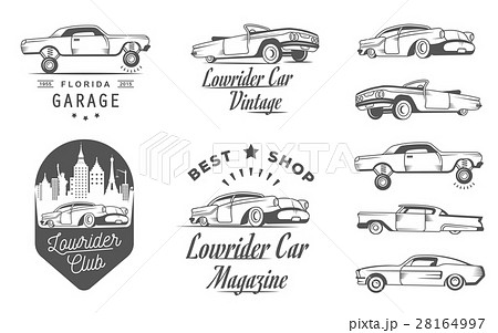 Set Vintage Lowrider Logo Badge and Signのイラスト素材 [28164997