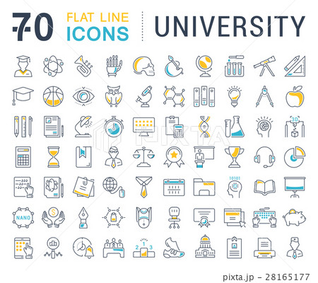 Set Vector Flat Line Icons University 28165177