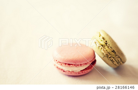 Vintage colorful french macarons in a box Vintage colorful french macarons in a box 28166146
