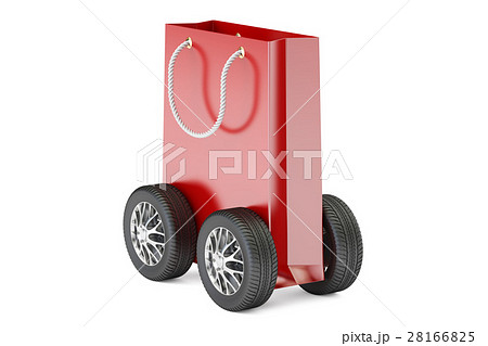 shopping bag with wheels closeup, delivery concept 28166825