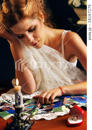 Bride look at wedding photography. Bride look at wedding photography. 28167276