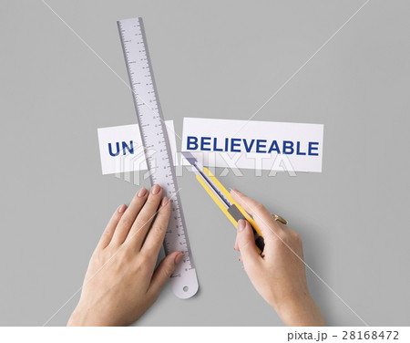 Impossible Unbelieveable Hand Cut Word Split Concept Impossible Unbelieveable Hand Cut Word Split Concept 28168472