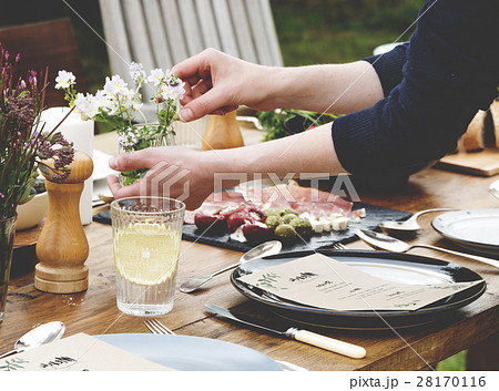 Woman Preparing Table Dinner Concept 28170116