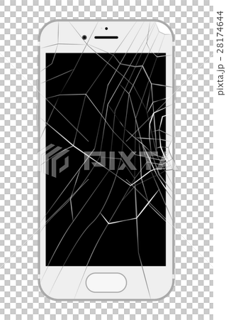 画面が割れたスマートフォン バキバキのイラスト素材