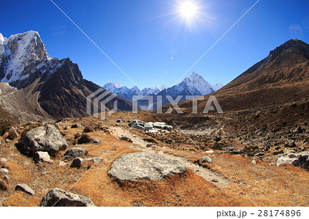 mountain landscape on the way to everest base camp mountain landscape on the way to everest base camp 28174896