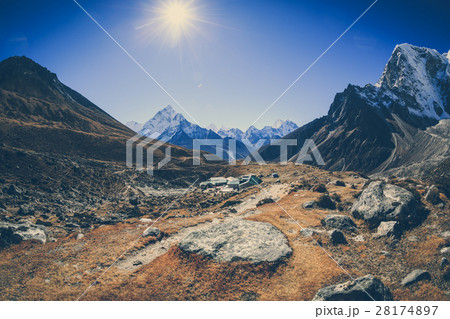 mountain landscape on the way to everest base camp mountain landscape on the way to everest base camp 28174897