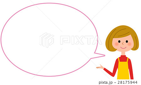 説明するエプロンの女性　吹き出し 28175944